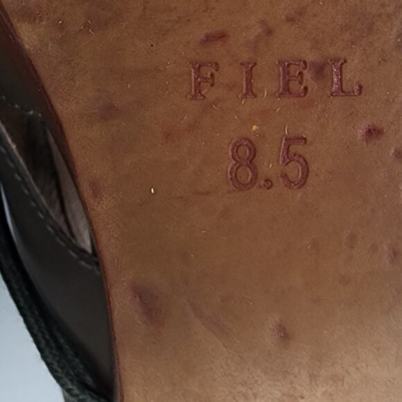 Fiel Bainbridge Wood Wedge Bootie Women 8.5 Taupe Leather Lace-up Cut-outs - Picture 12 of 12